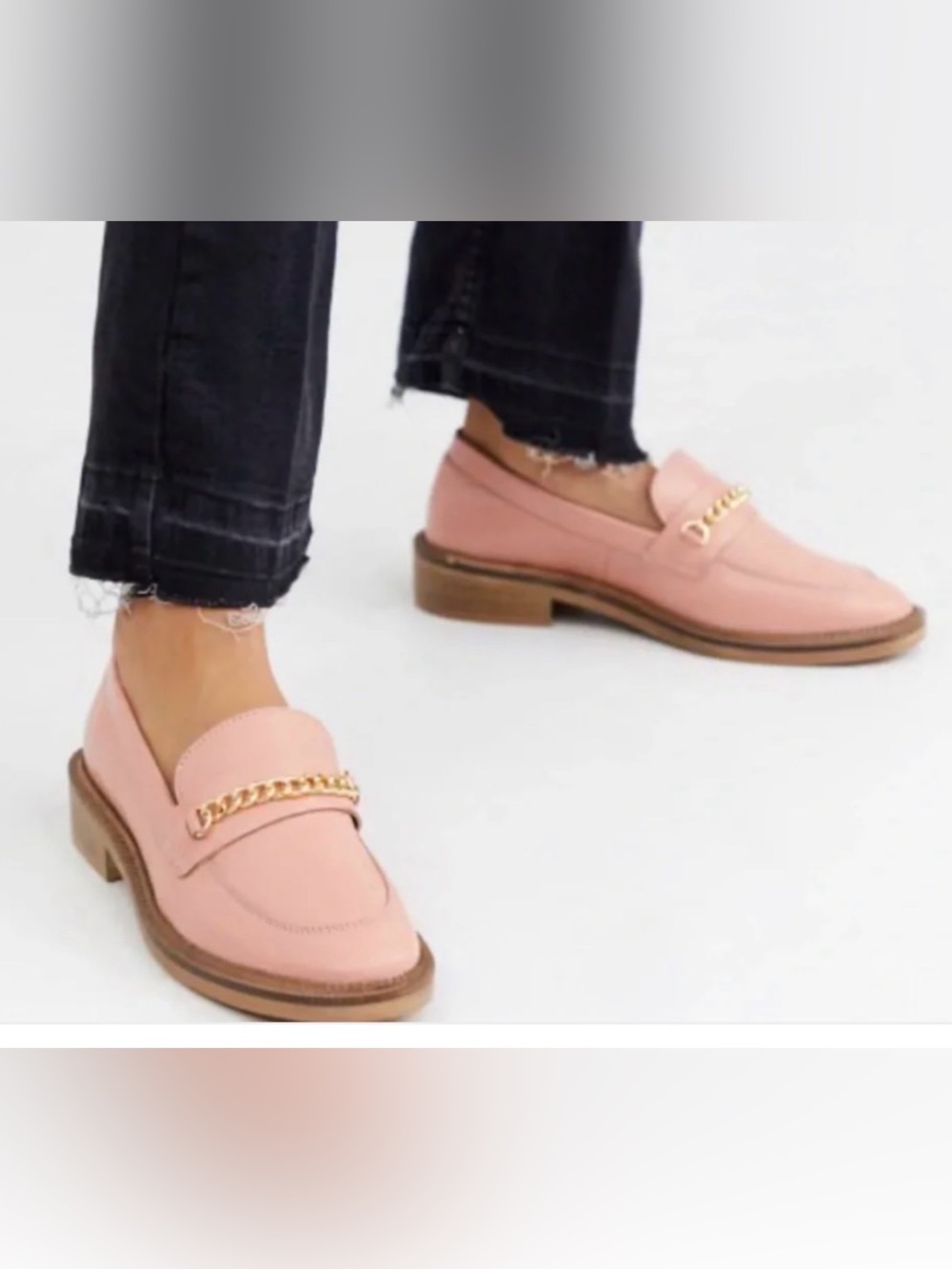 ASOS DESIGN Pink Leather Mixture Chain Loafers Size 6 (US 8) business casual
